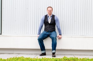 Who says a tie must go with a standard button down shirt? Make the traditional shirt and tie less stuffy with casual pieces. (Shirt, vest, jeans tie and shoes by way of Styles By M.E. LLC personal collection)